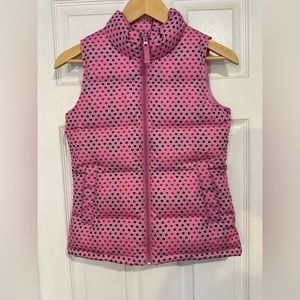 Lands end kids pink heart puffer vest size S 7/8 Very Good Condition